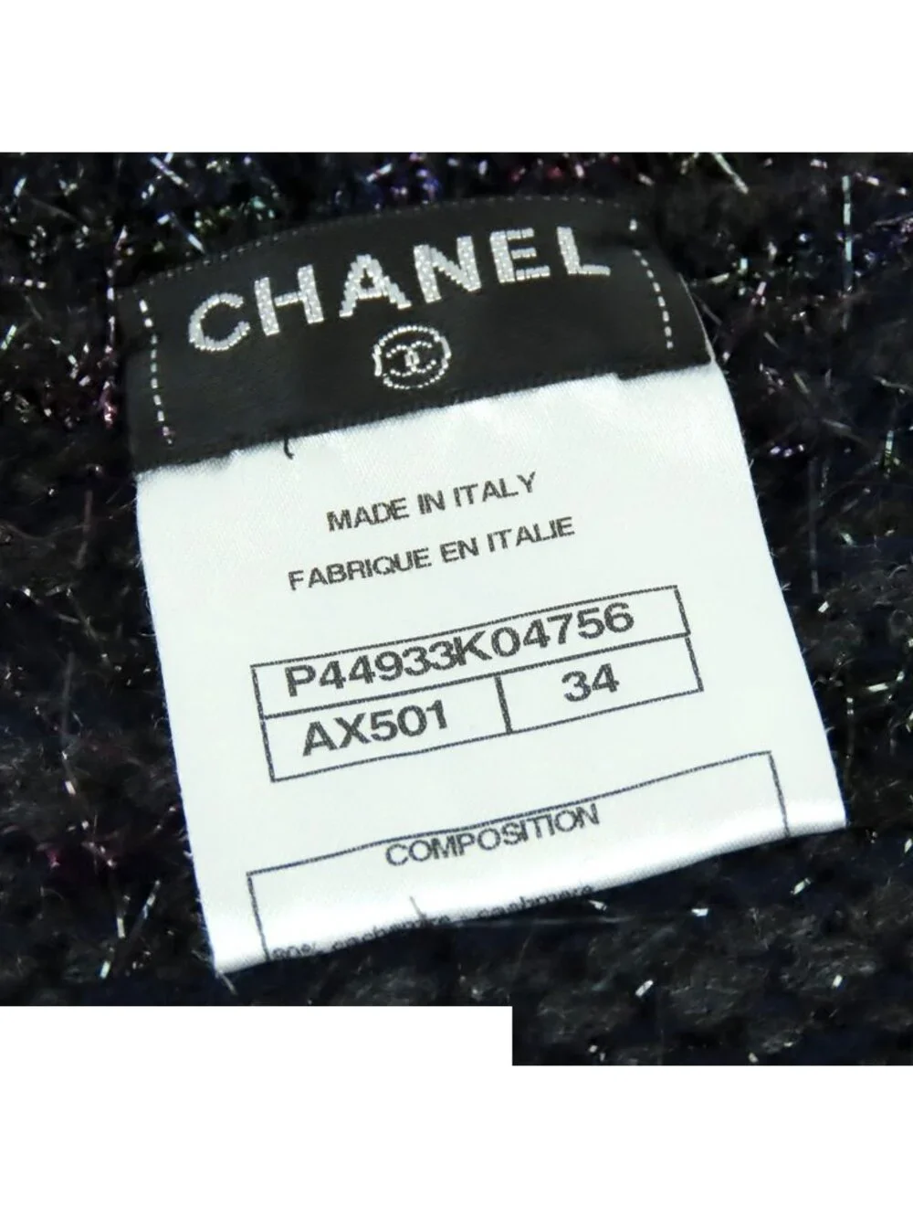 Chanel Coco Buttons Amethyst Cashmere Nylon Karl Lagerfeld 12K Sweater 34